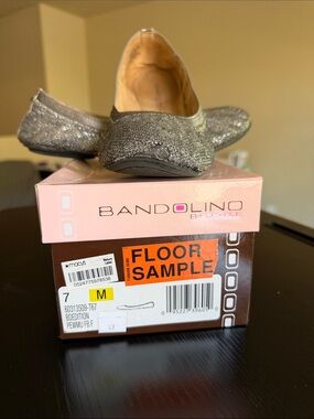 Bandolino Glittered Ballet Flats in Metallic Silver